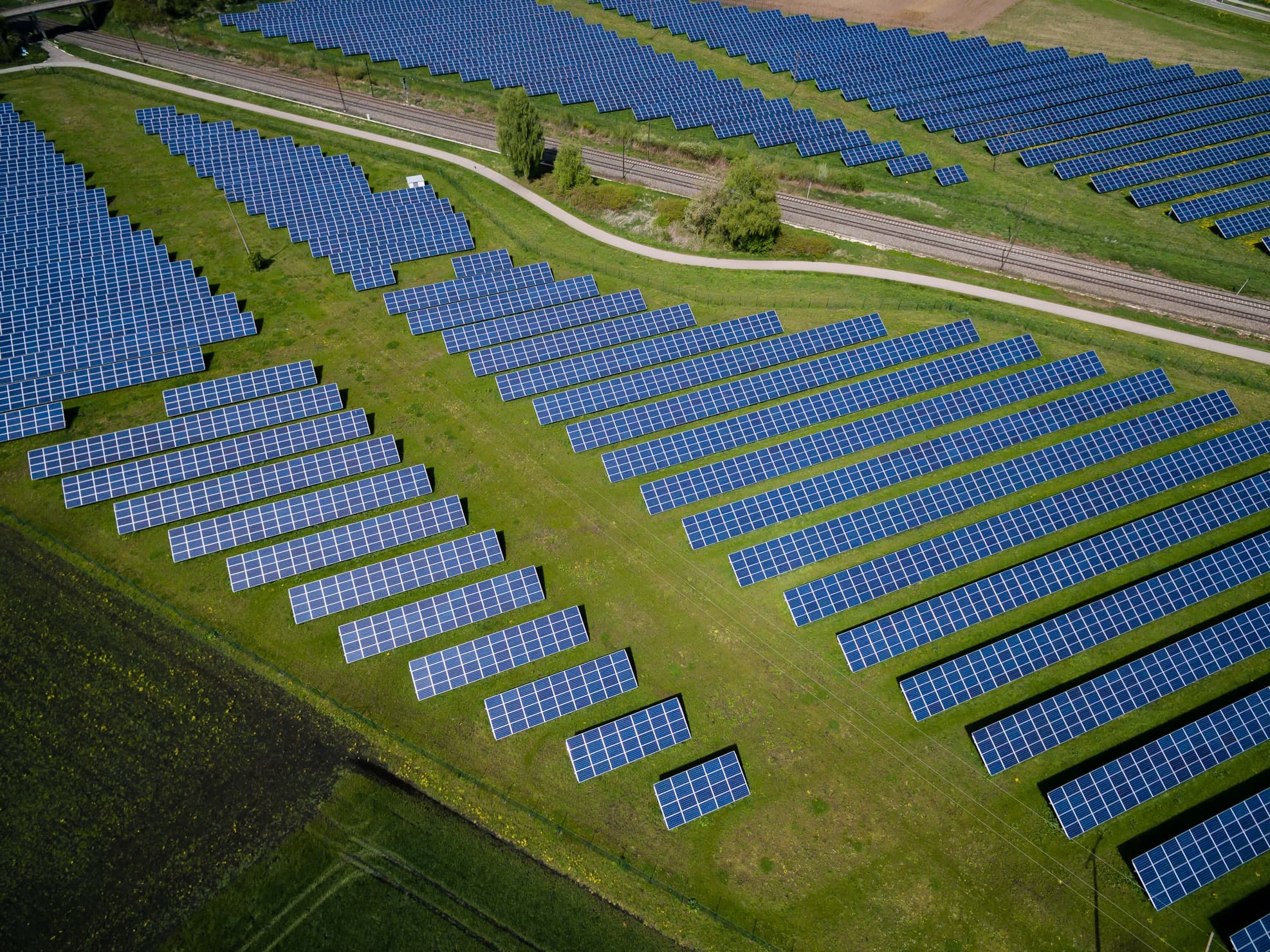 Commercial solar panels on industrial roof
