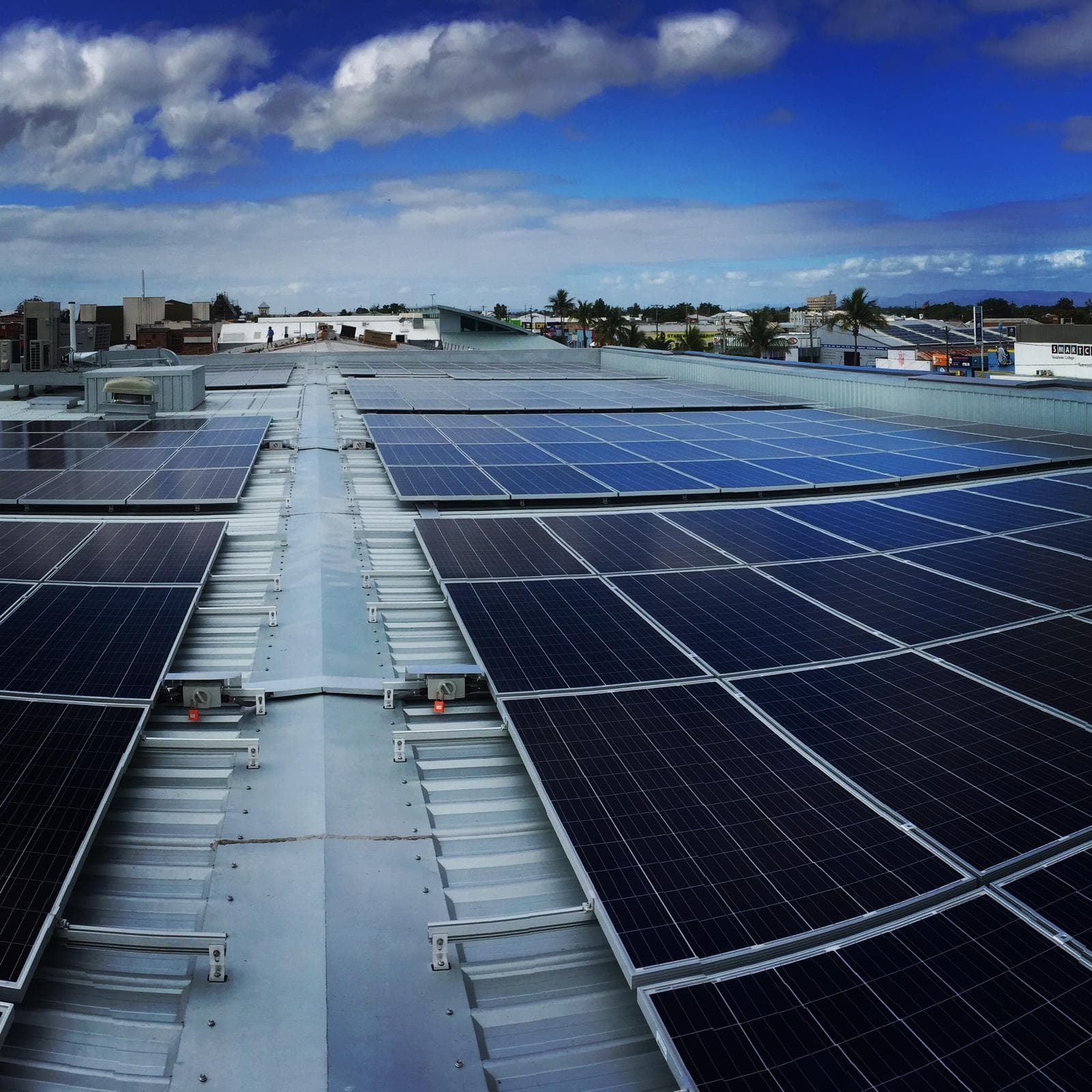 Commercial solar installation on retail building